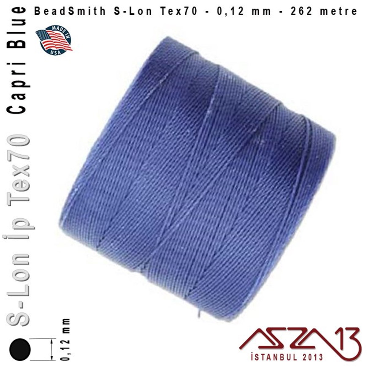 S-Lon Tex70 Micro - Capri Blue - Kapri Mavisi - 0,12 mm Kalınlıkta İp / 262 metre