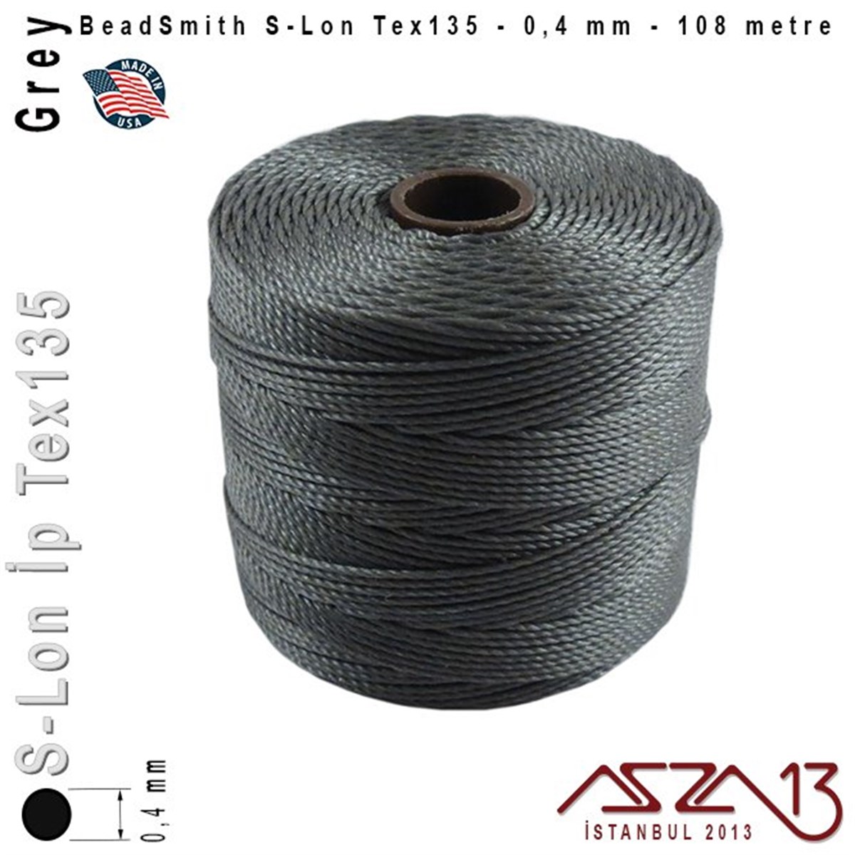 S-Lon Tex135 Fine - Grey - Gri - 0,4 mm Kalınlıkta İp / 108 metre