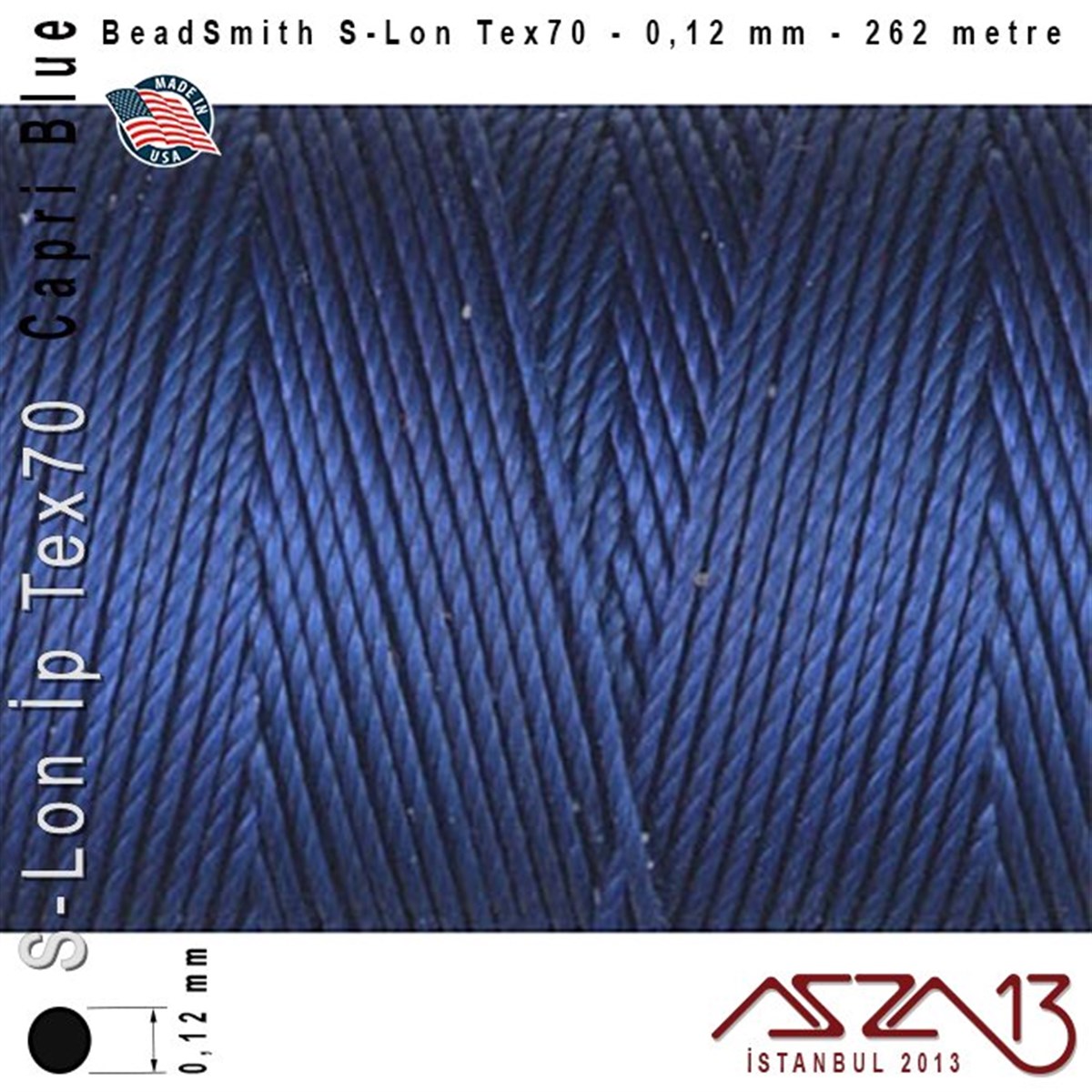 S-Lon Tex70 Micro - Capri Blue - Kapri Mavisi - 0,12 mm Kalınlıkta İp / 262 metre