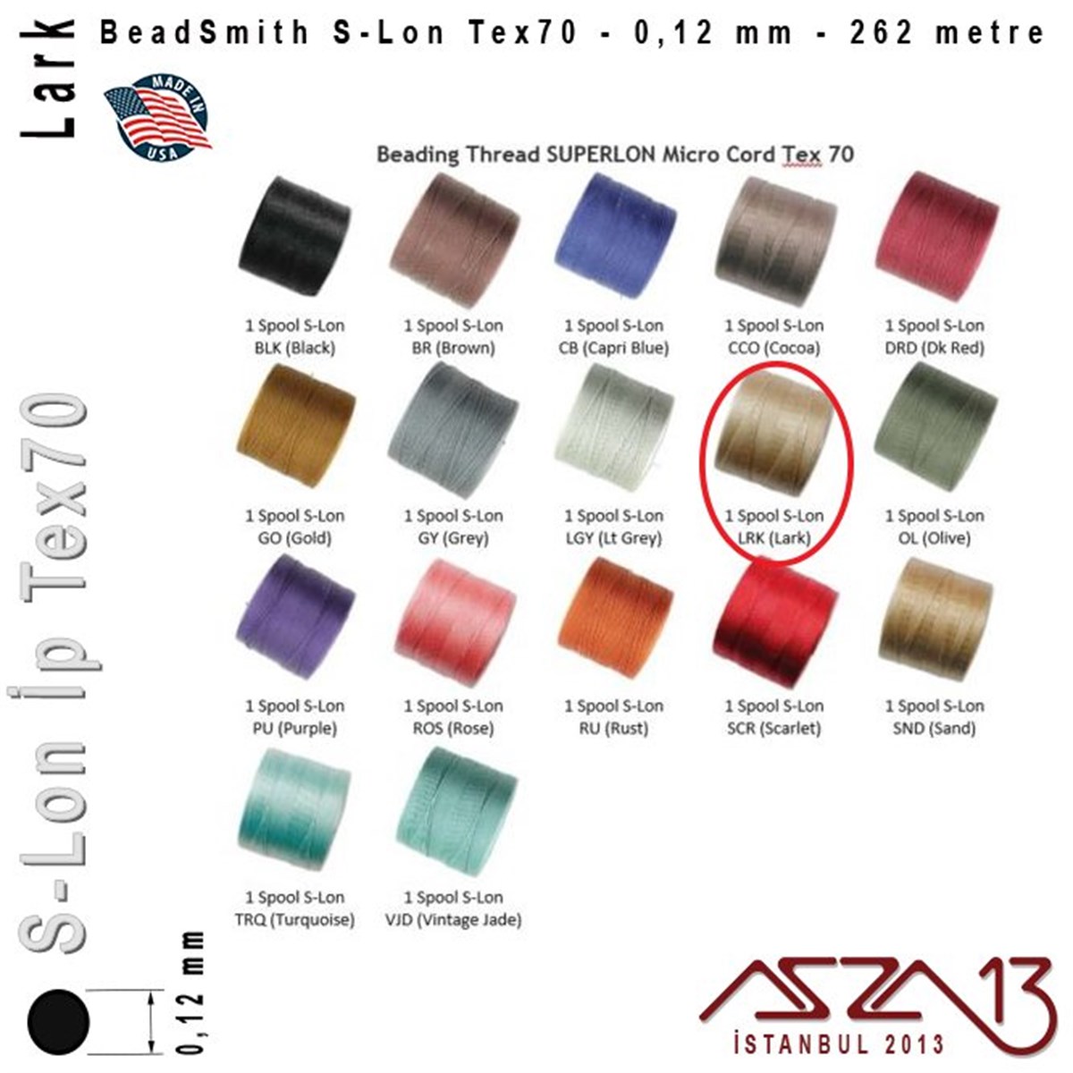 S-Lon Tex70 Micro - Lark - Sarıyeşil - 0,12 mm Kalınlıkta İp / 262 metre