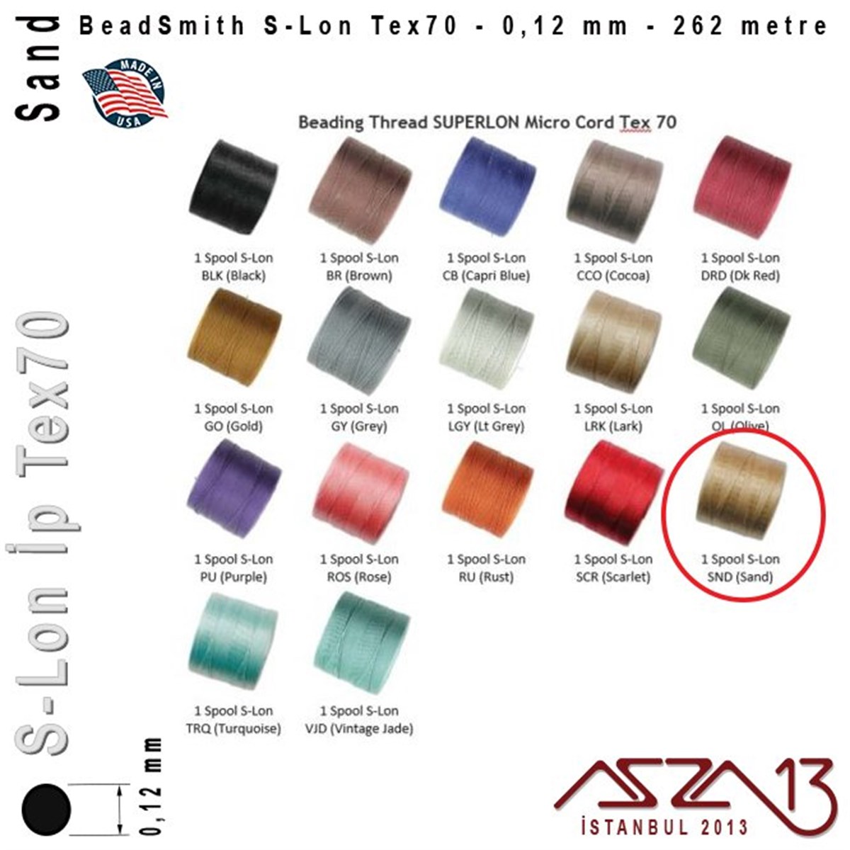 S-Lon Tex70 Micro - Sand - Kum - 0,12 mm Kalınlıkta İp / 262 metre