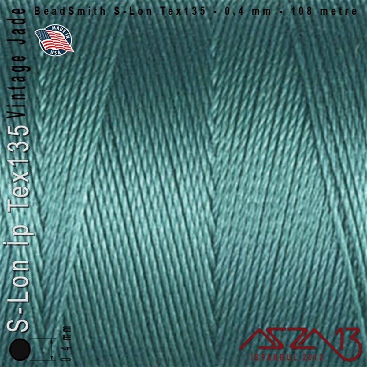 S-Lon Tex135 Fine - Vintage Jade - Yeşim - 0,4 mm Kalınlıkta İp / 108 metre