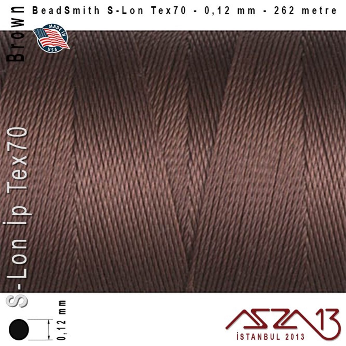 S-Lon Tex70 Micro - Brown - Kahverengi - 0,12 mm Kalınlıkta İp / 262 metre