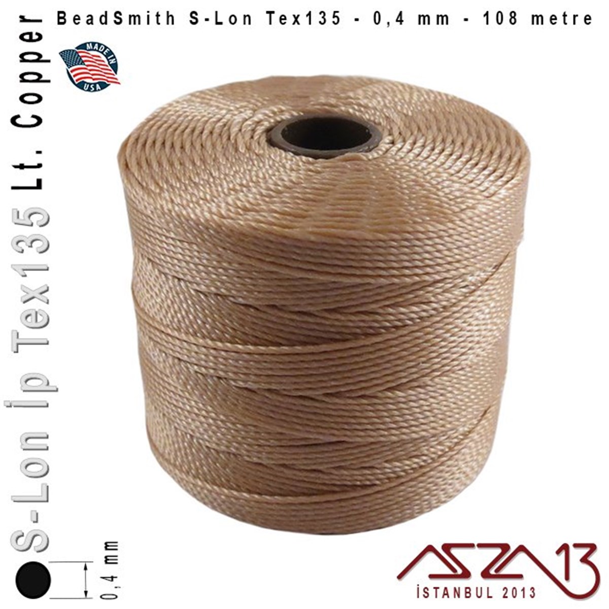 S-Lon Tex135 Fine - Light Copper - Açık Bakır - 0,4 mm Kalınlıkta İp / 108 metre