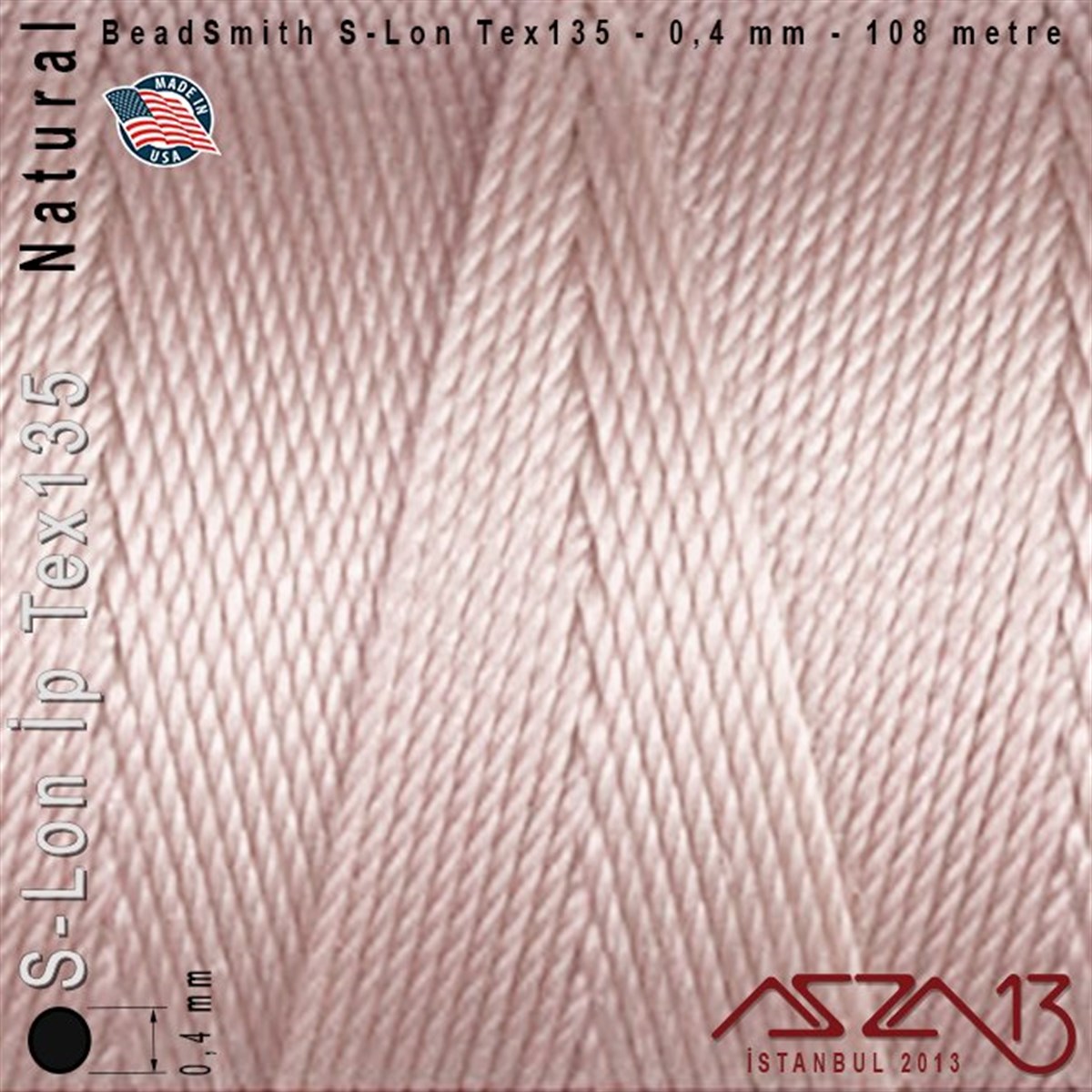 S-Lon Tex135 Fine - Natural - Naturel - 0,4 mm Kalınlıkta İp / 108 metre