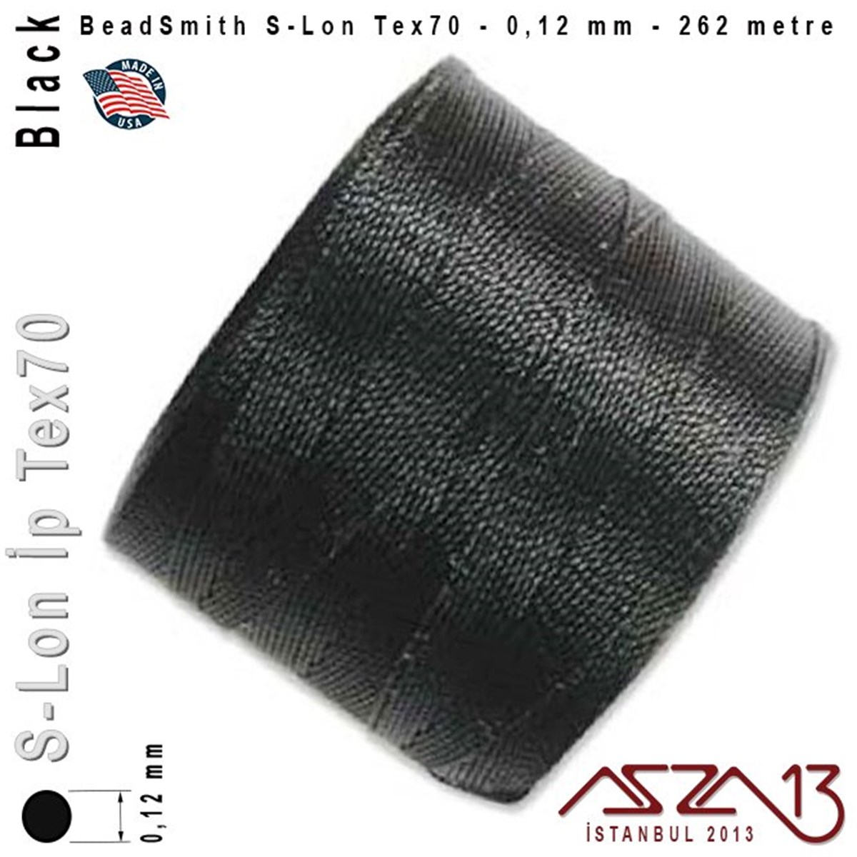 S-Lon Tex70 Micro - Black - Siyah - 0,12 mm Kalınlıkta İp / 262 metre