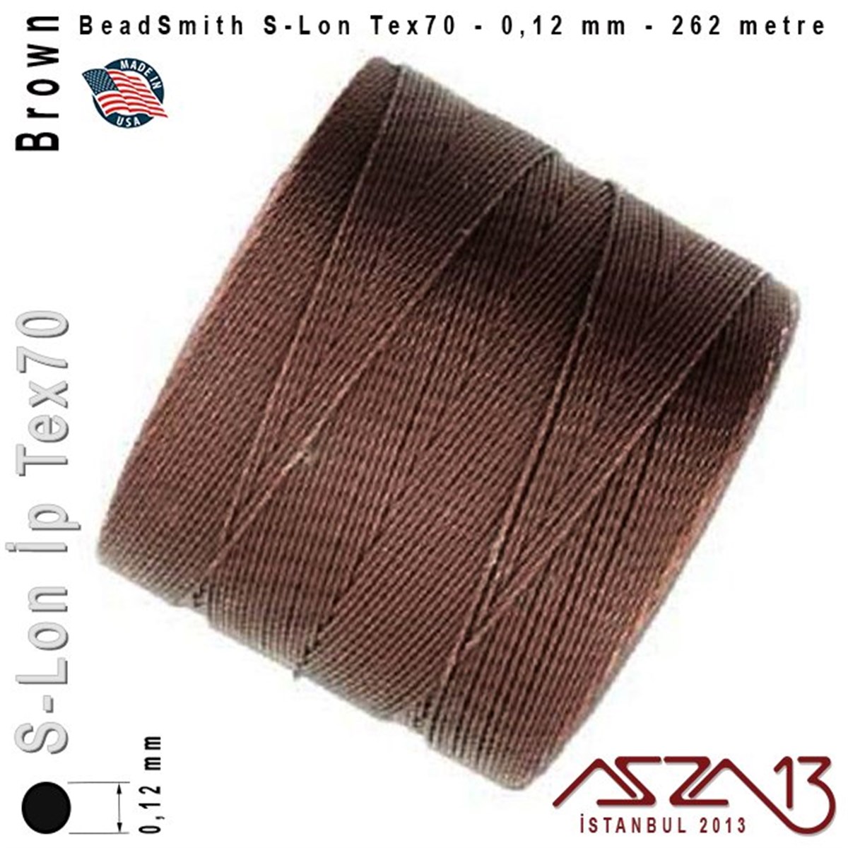 S-Lon Tex70 Micro - Brown - Kahverengi - 0,12 mm Kalınlıkta İp / 262 metre