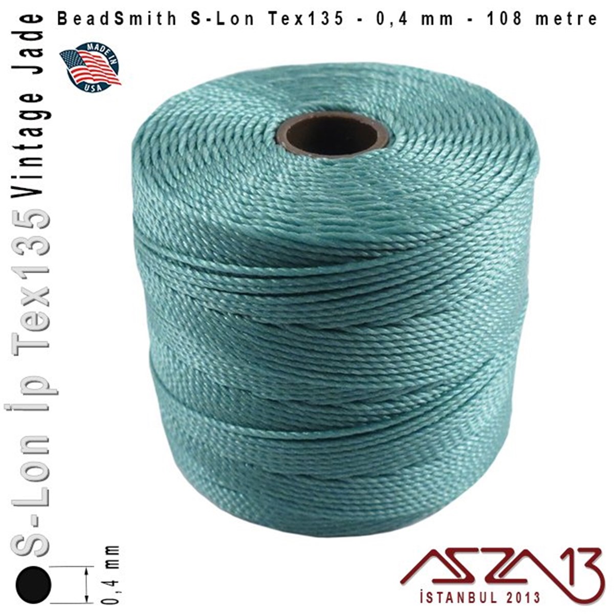S-Lon Tex135 Fine - Vintage Jade - Yeşim - 0,4 mm Kalınlıkta İp / 108 metre