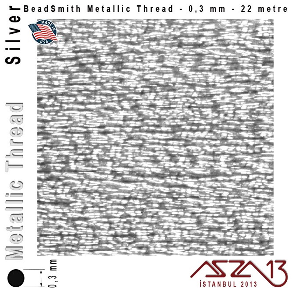 Metalik İp - Silver - Gümüş - 0,30 mm Kalınlıkta İp / 22 metre