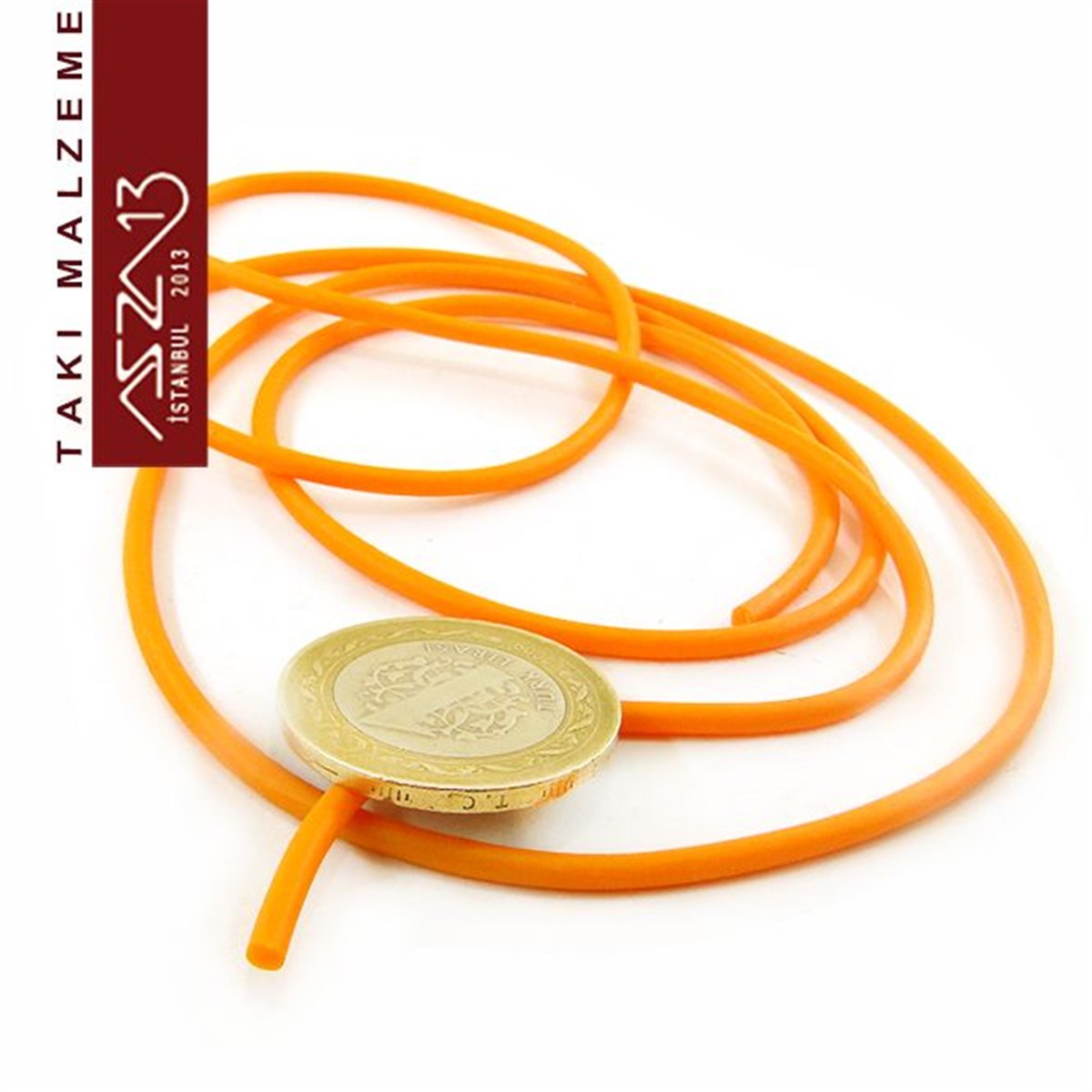 Neon Turuncu 2,00 mm Kauçuk Esnek Kordon / Paket İçeriği 1 m