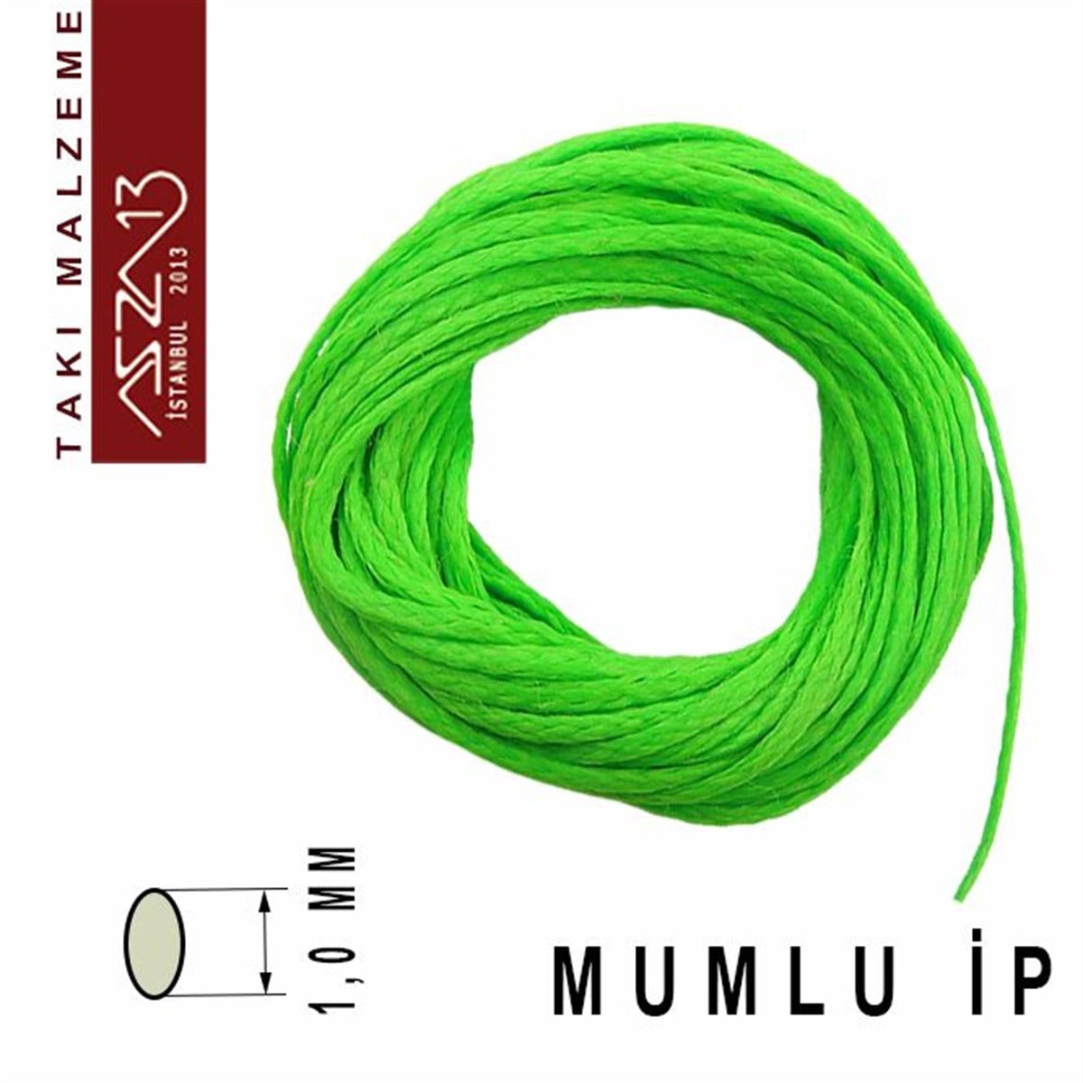 Yeşil Mumlu İp - 1,2 mm Kalınlıkta / 5 metre