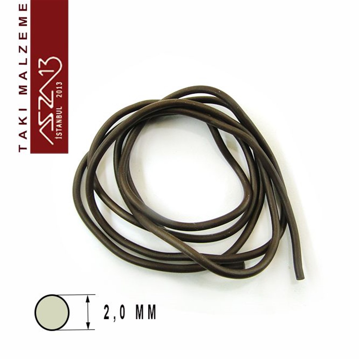 Kahverengi 2,00 mm Kauçuk Esnek Kordon / Paket İçeriği 1 m