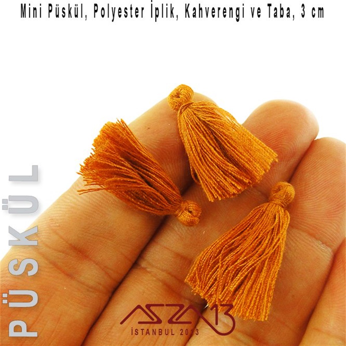 Kahve ve Taba 3 cm Mini Püskül / Paket İçeriği 5 Adet