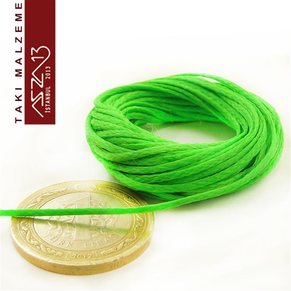 Yeşil Mumlu İp - 1,2 mm Kalınlıkta / 5 metre