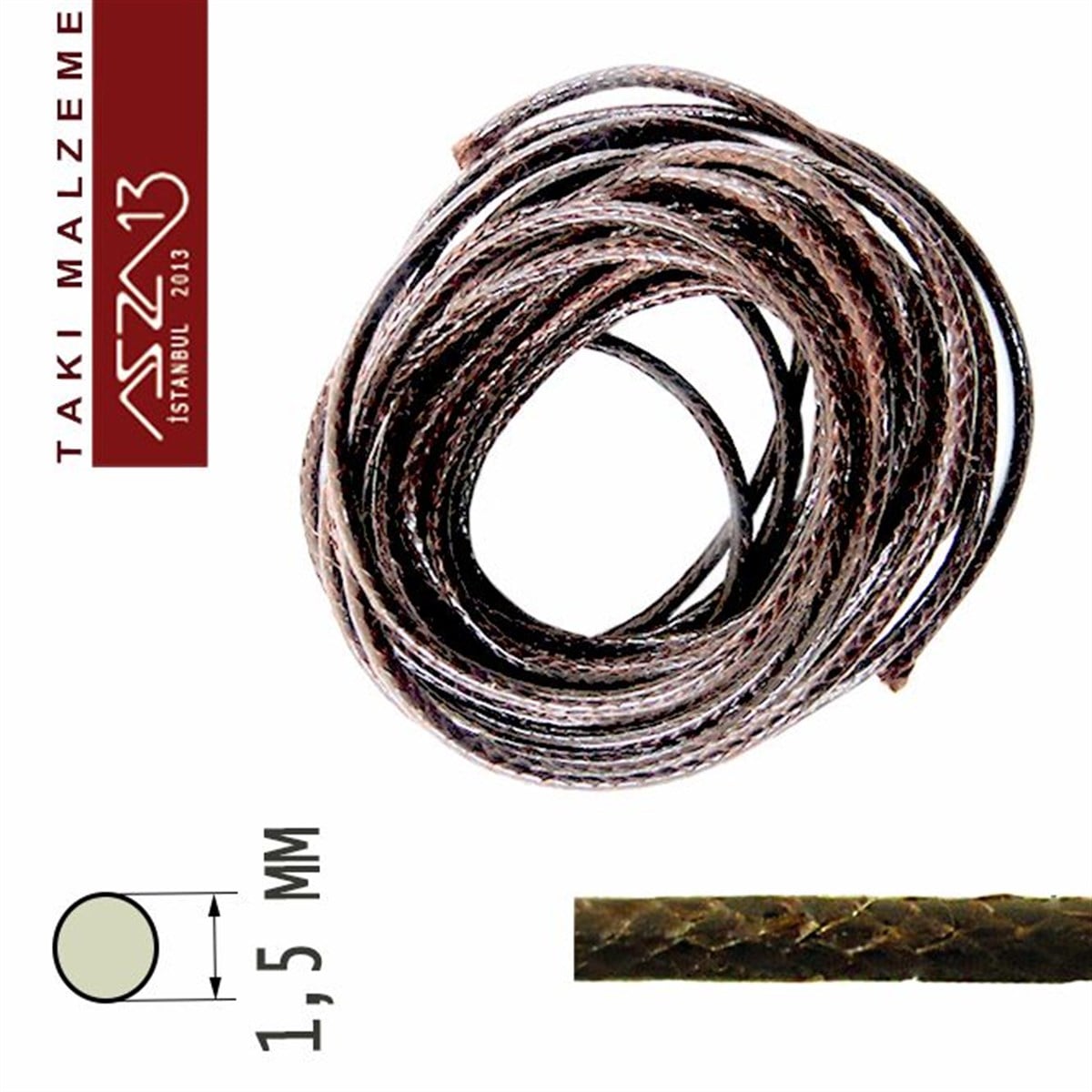 Yapay Deri 1,50 mm Kahverengi Kordon / Paket İçeriği 3 m