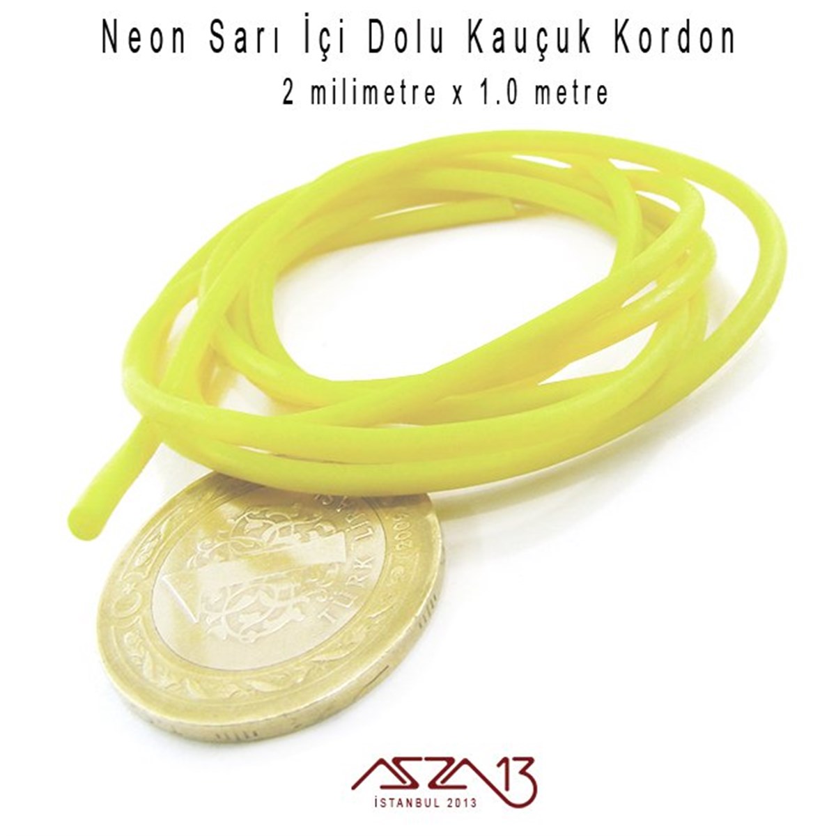 Neon Sarı 2,00 mm Kauçuk Esnek Kordon / Paket İçeriği 1 m