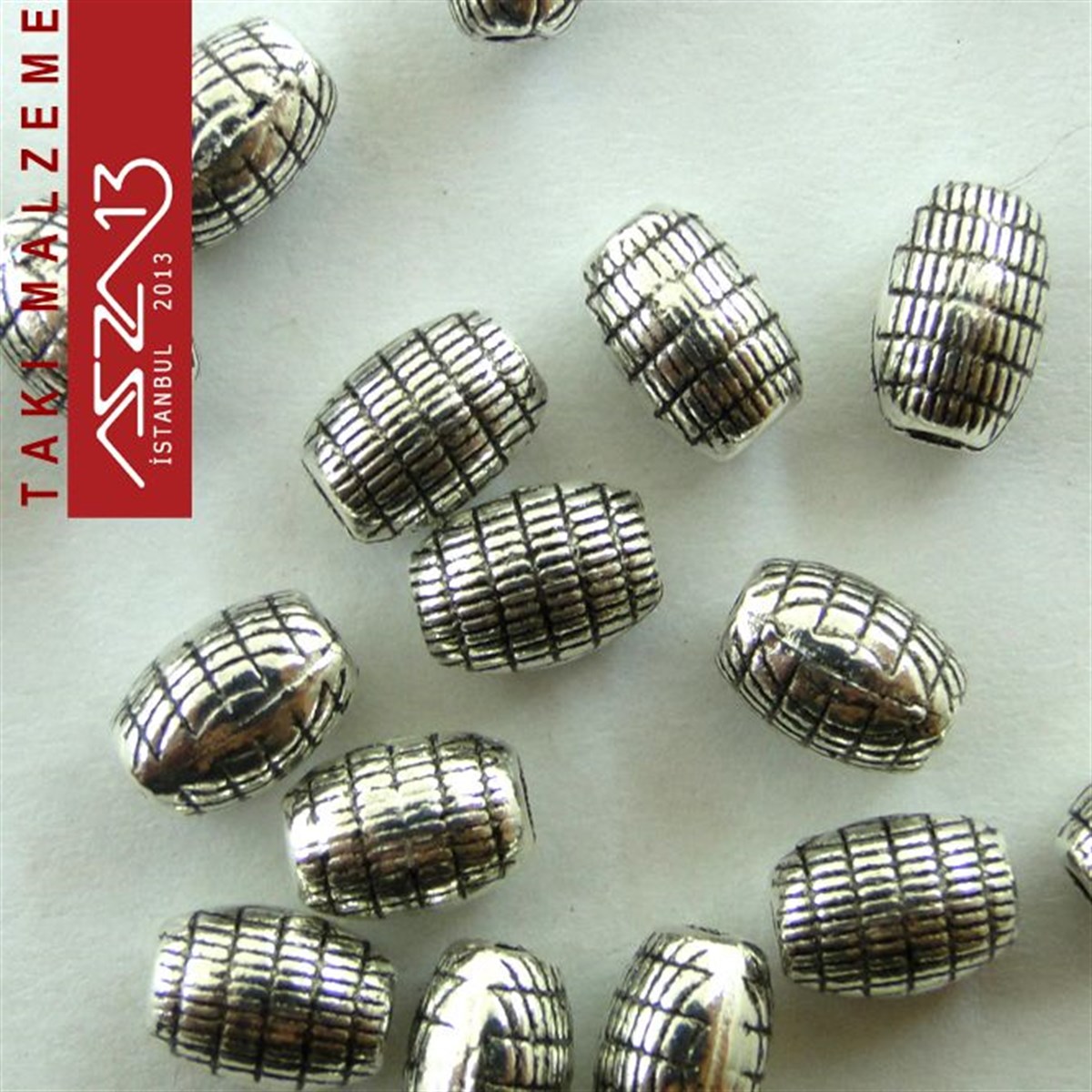 Antik Gümüş Kaplamalı Oval Delikli Boncuk / Paket İçeriği 20 Adet