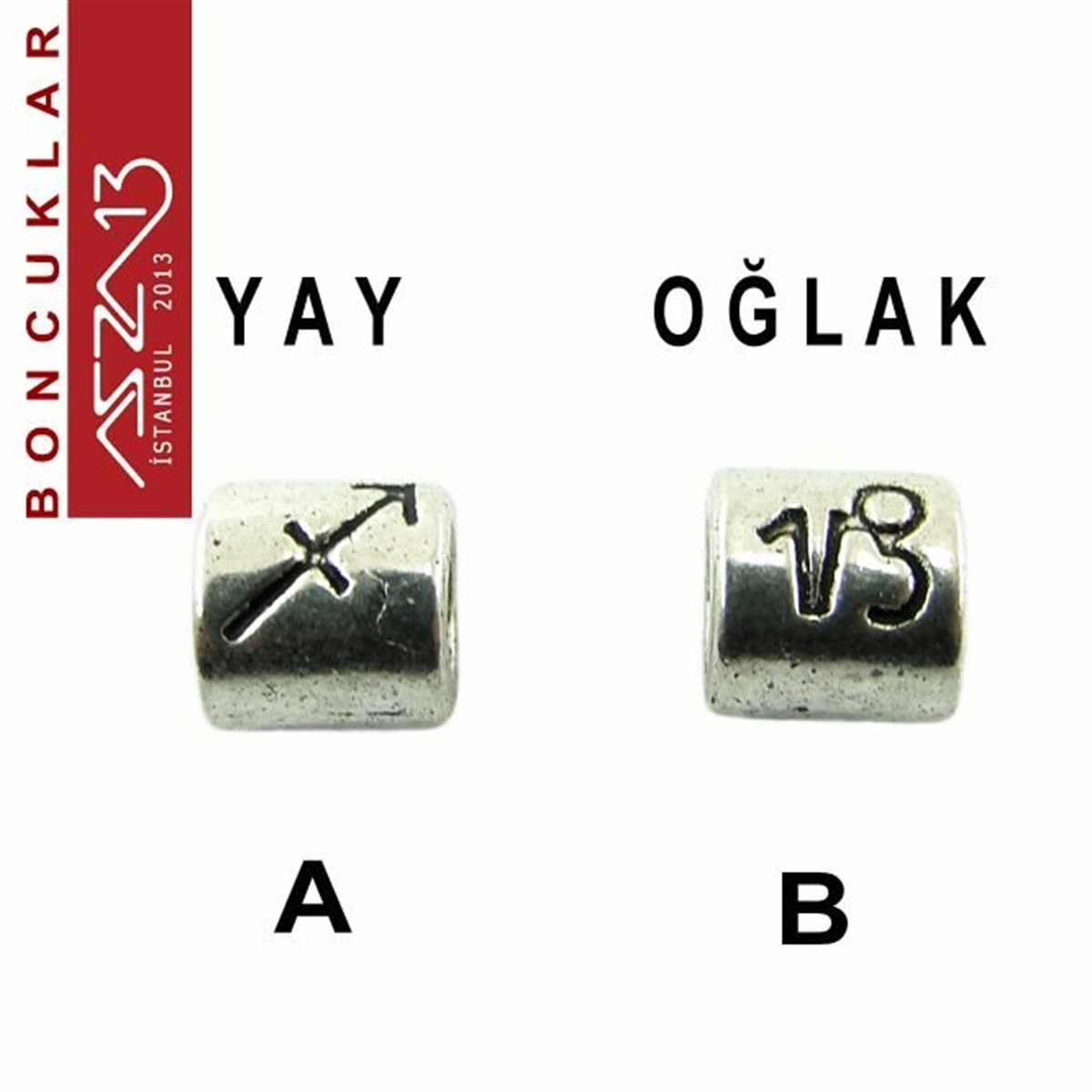 Antik Gümüş Kaplamalı Yay ve Oğlak Bileklik Boncuk / Paket İçeriği 1 Adet