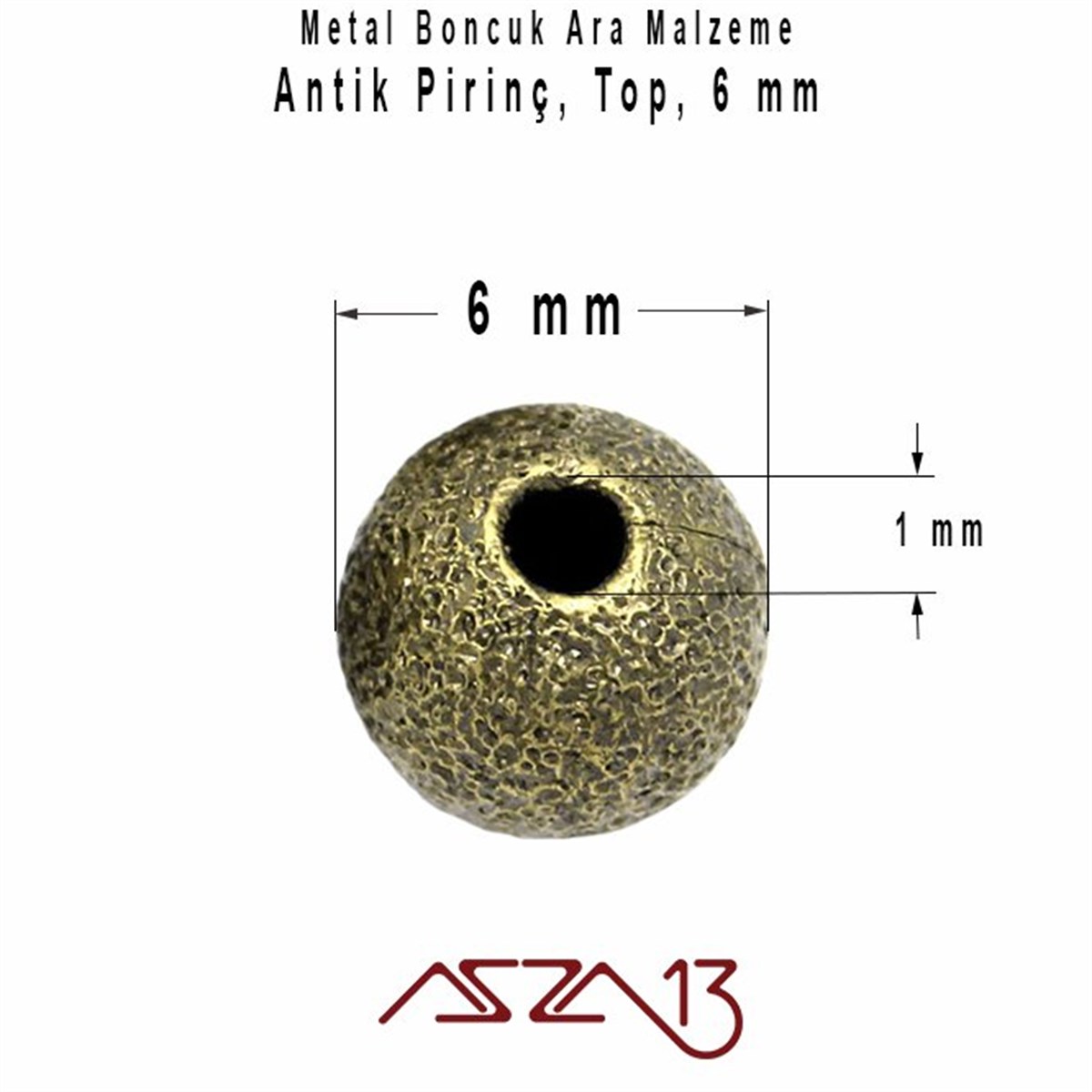 Antik Pirinç Kaplamalı 6 mm Yuvarlak Bakır Boncuk / Paket İçeriği 30 Adet