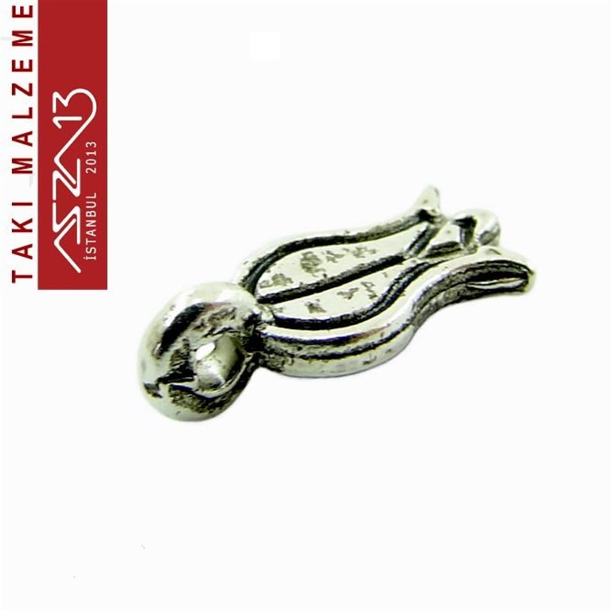 Antik Gümüş Kaplamalı Lale / Paket İçeriği 50 Adet