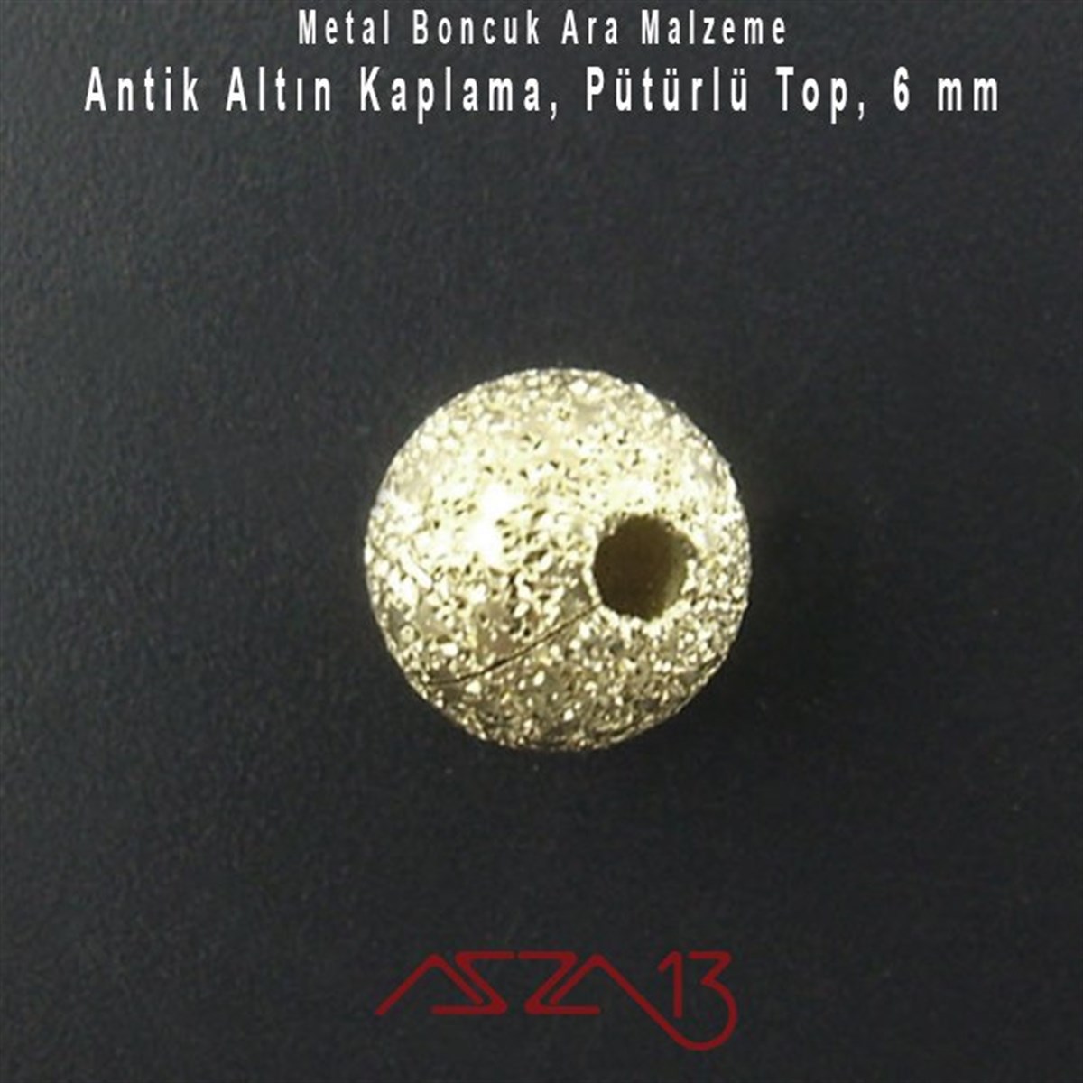 Antik Altın Kaplamalı 6 mm Pütürlü Yuvarlak Pirinç Boncuk / Paket İçeriği 20 Adet
