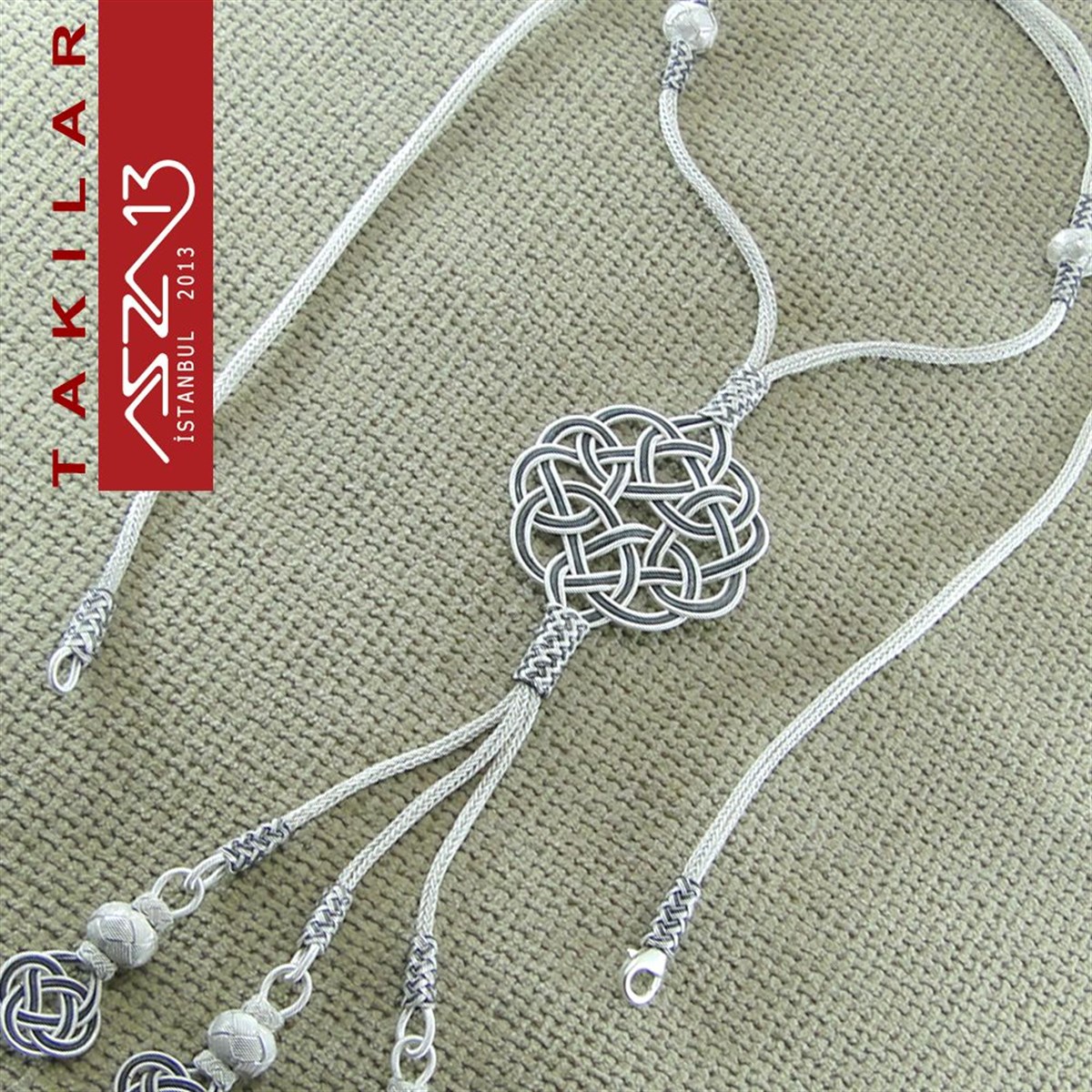 Kazaziye Aşk Düğümü Motifli Oksitli Gümüş Kolye