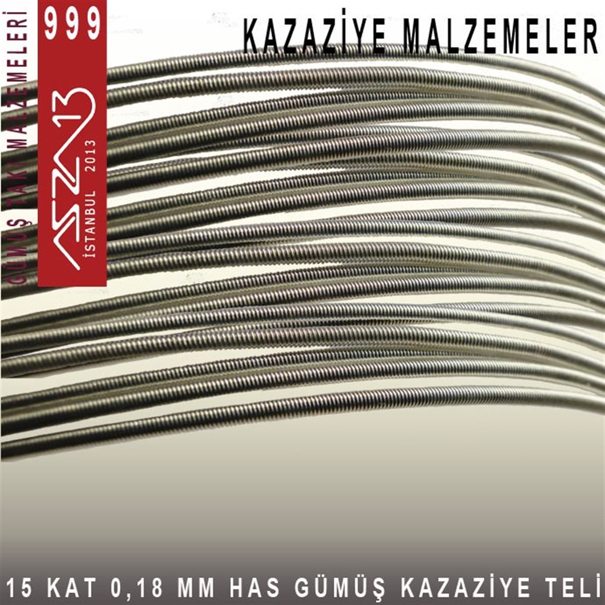 15 Kat (18 Mikron Telden), 140 cm, 1000K Gümüş Kazaziye Teli / Paket İçeriği 1 Adet