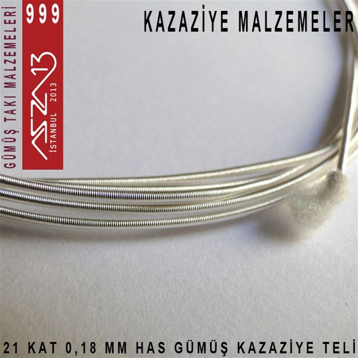 21 Kat (18 Mikron Telden), 140 cm, 1000K Gümüş Kazaziye Teli / Paket İçeriği 1 Adet