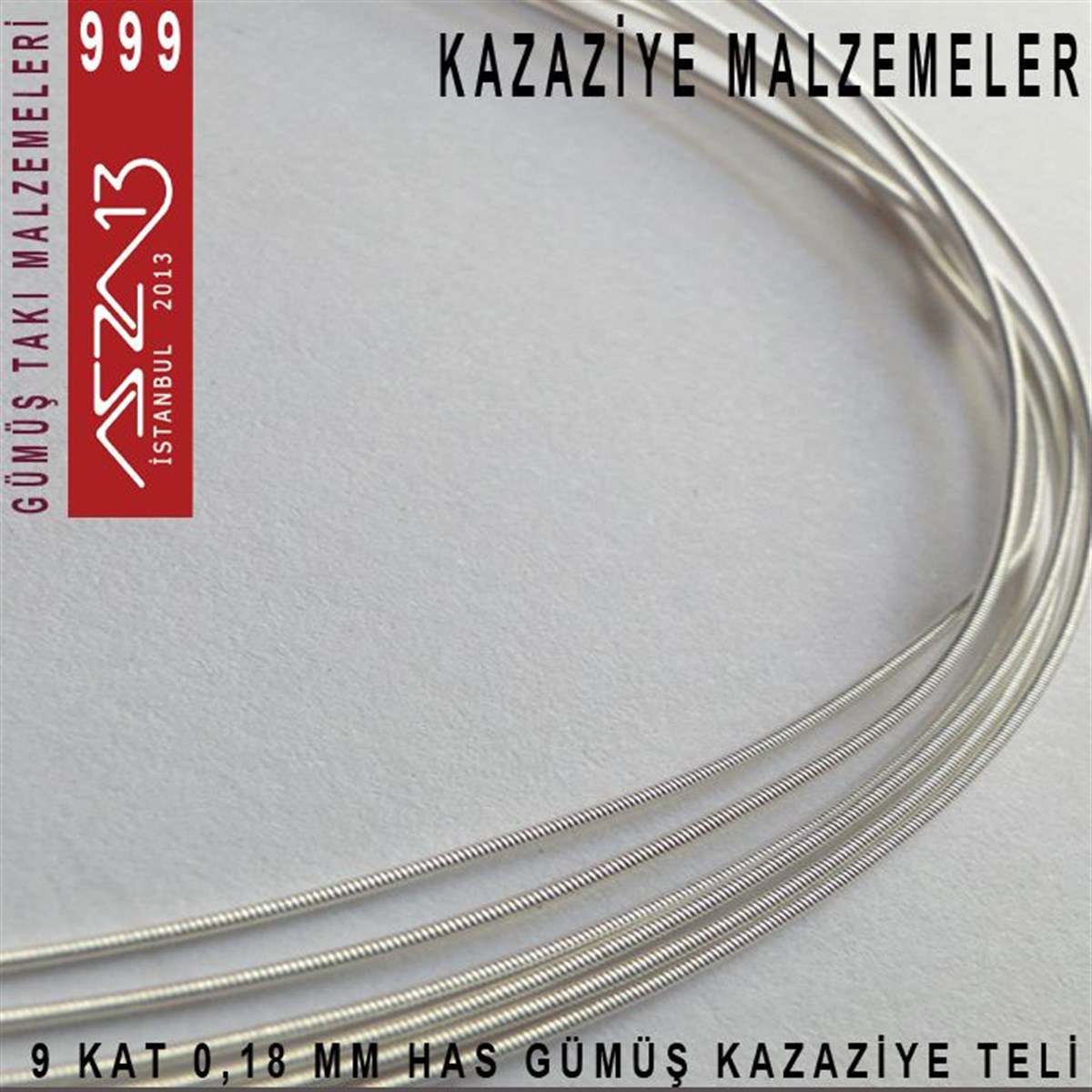 9 Kat (18 Mikron Telden), 140 cm, 1000K Gümüş Kazaziye Teli / Paket İçeriği 1 Adet