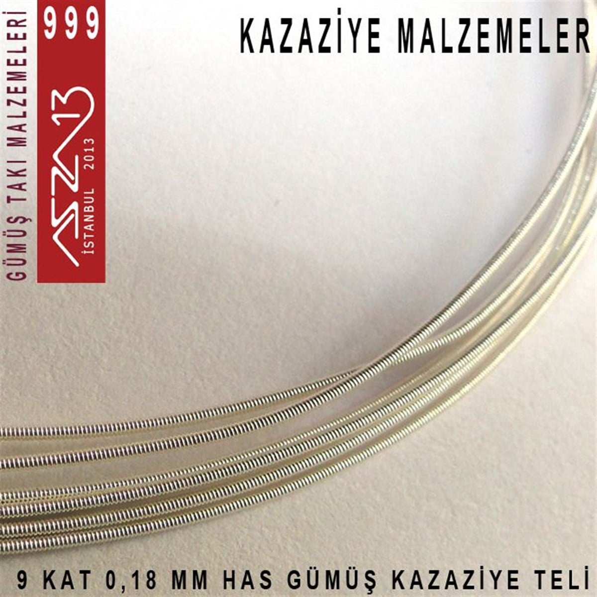 9 Kat (18 Mikron Telden), 140 cm, 1000K Gümüş Kazaziye Teli / Paket İçeriği 1 Adet