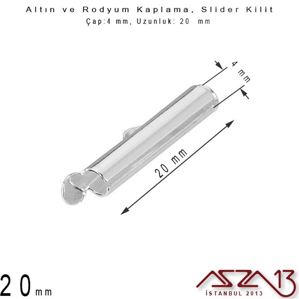 Altın / Gümüş Kaplama, 20 mm Slider Kilit Kapama / Paket İçeriği 2 Adet