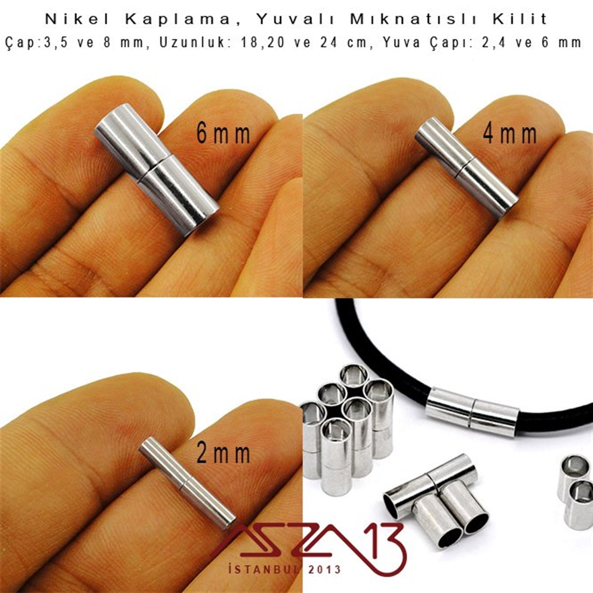 Gümüş Kaplama,Yuvalı Mıknatıslı Kilit / Paket İçeriği 1 Adet