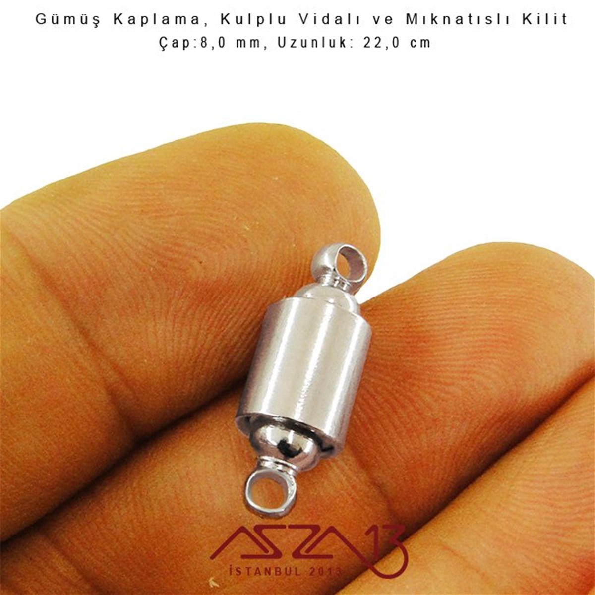 Gümüş Kaplama, Kulplu Mıknatıslı ve Vidalı Kilit / Paket İçeriği 1 Adet