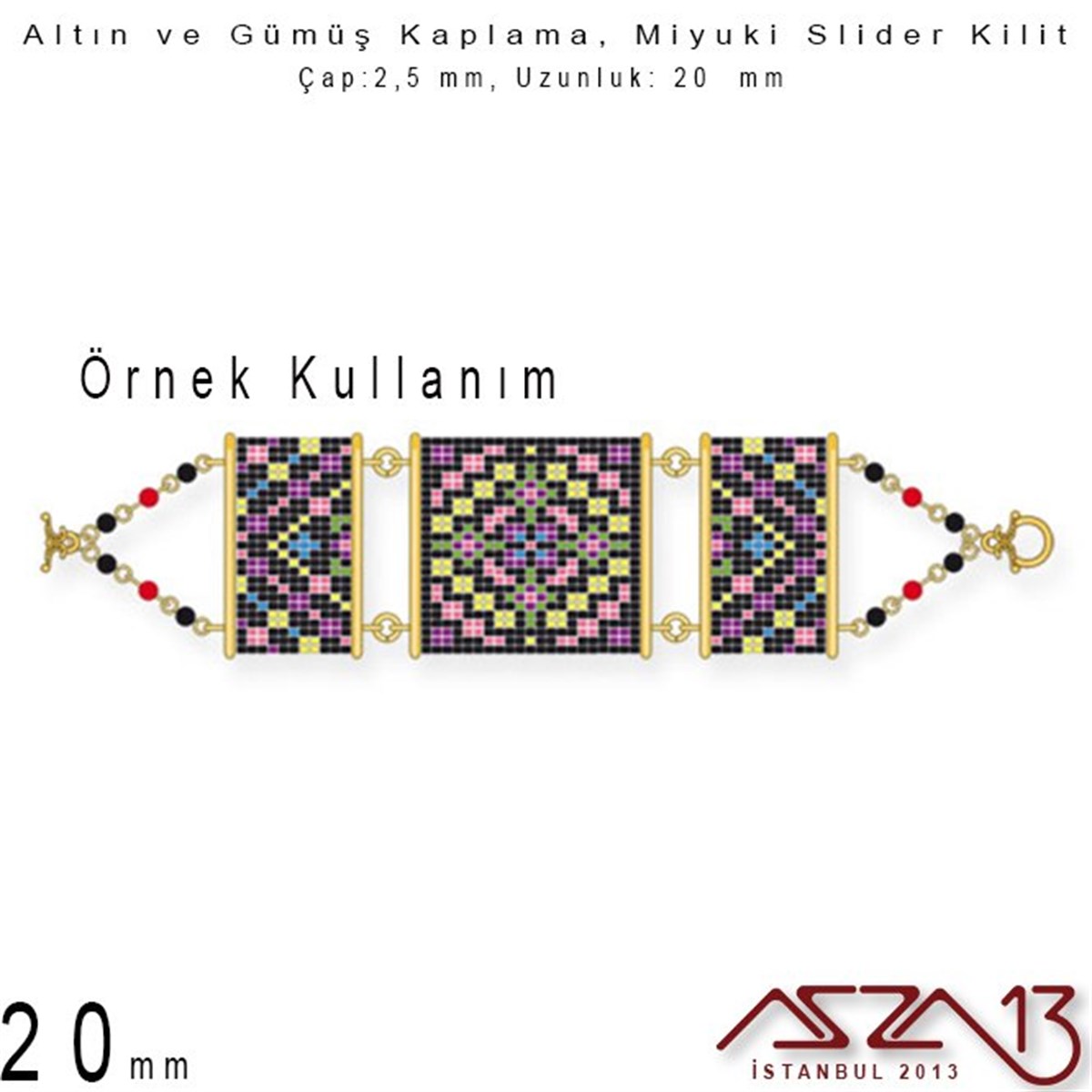 Altın / Gümüş Kaplama, 20 mm Miyuki Slider Kilit Kapama / Paket İçeriği 2 Adet