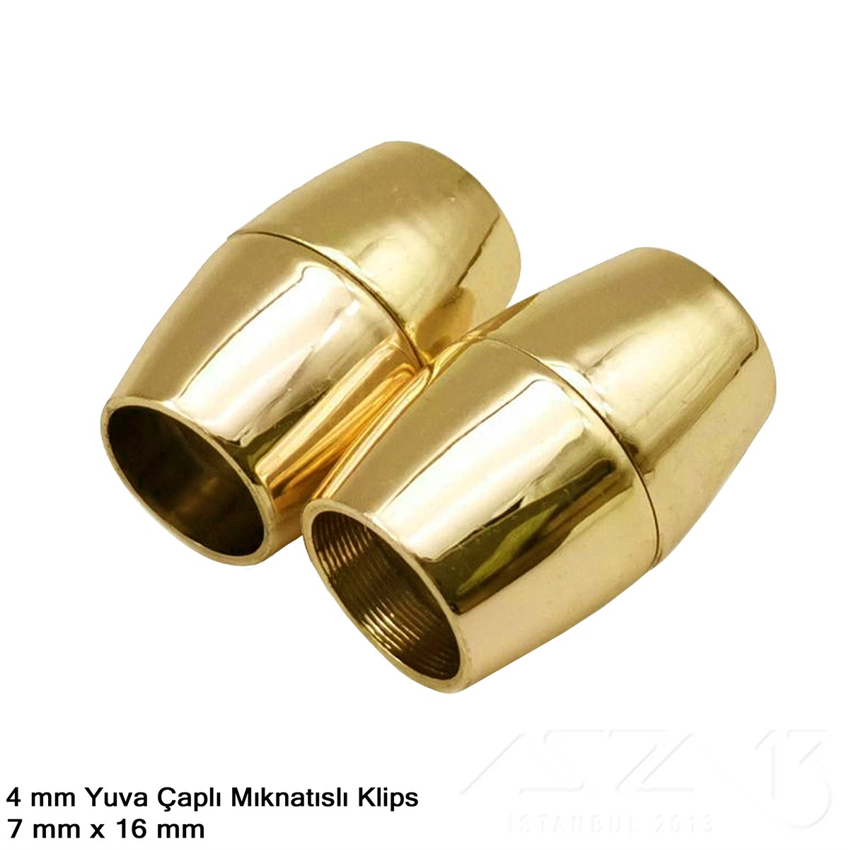 Klips - Mıknatıslı, Konik Silindir - Yuvalı ve Altın Kaplamalı - 4 mm / 1 Adet