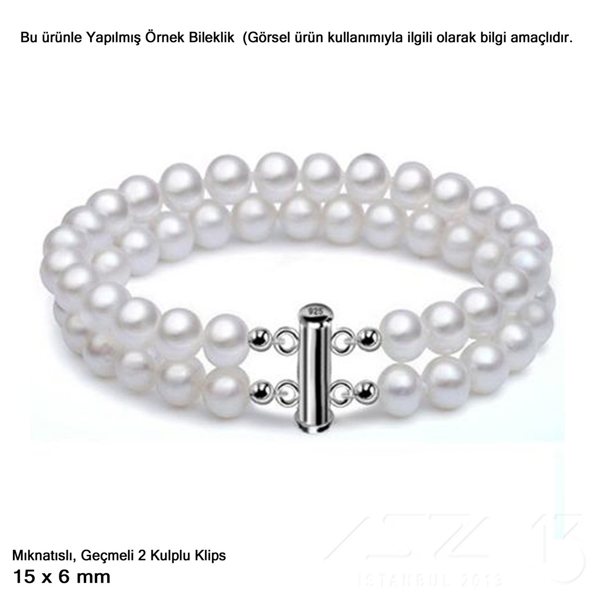 Klips - Mıknatıslı ve Kızaklı - İki Kulplu, Rodyum Kaplamalı - 15 mm / 1 Adet