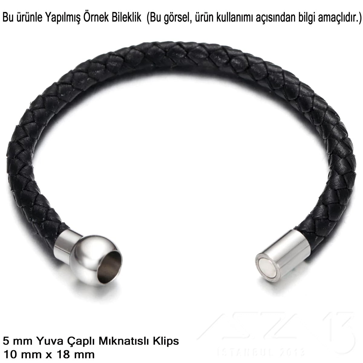 Klips - Mıknatıslı, Bombeli Silindirik - Yuvalı ve Rodyum Kaplamalı - 5 mm / 1 Adet
