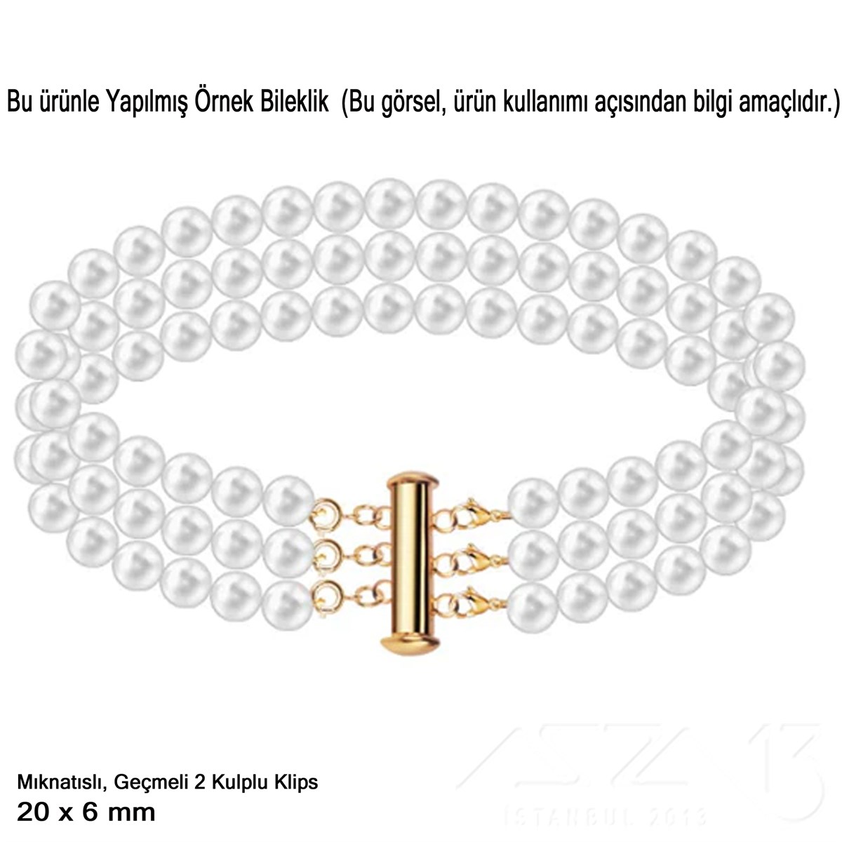 Klips - Mıknatıslı ve Kızaklı - Üç Kulplu, Altın Kaplamalı - 20 mm / 1 Adet