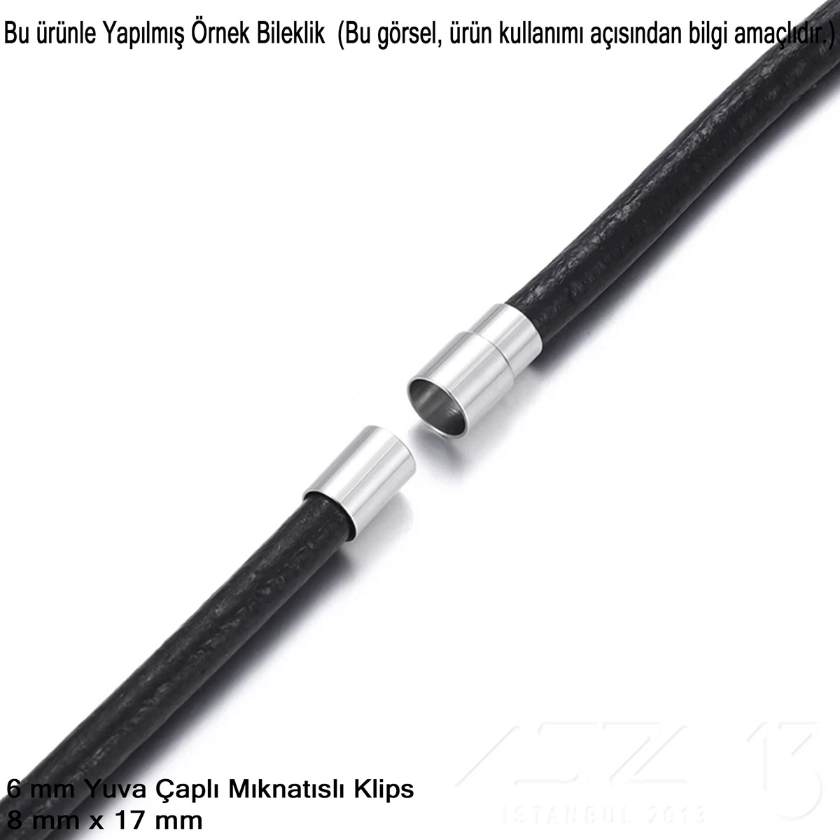 Klips - Mıknatıslı, Silindirik - Yuvalı ve Rodyum Kaplamalı - 6 mm / 1 Adet