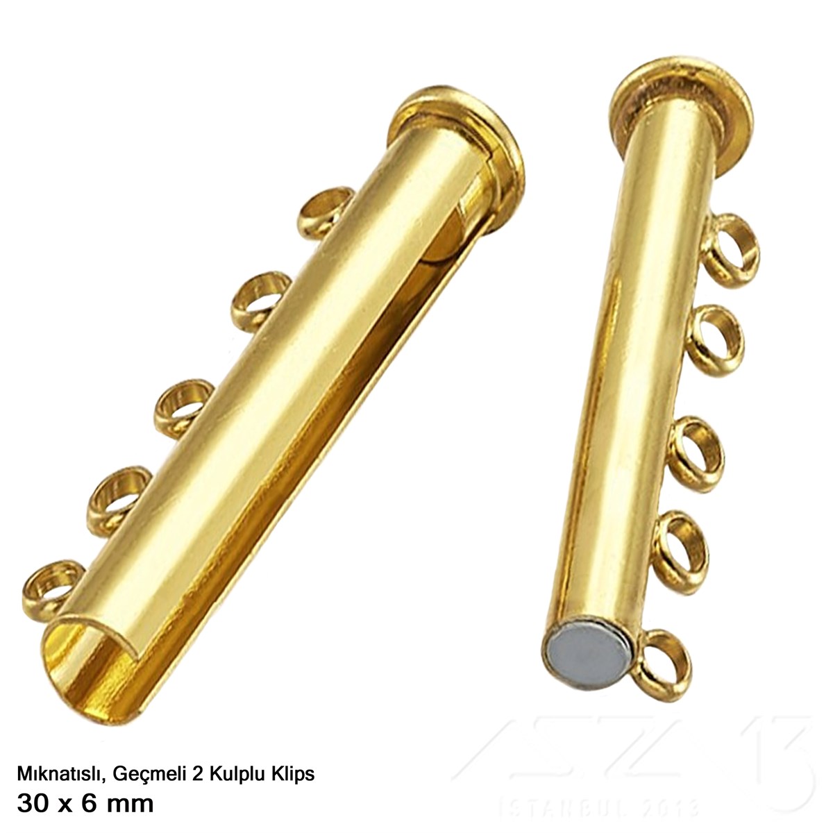 Klips - Mıknatıslı ve Kızaklı - Beş Kulplu, Altın Kaplamalı - 30 mm / 1 Adet