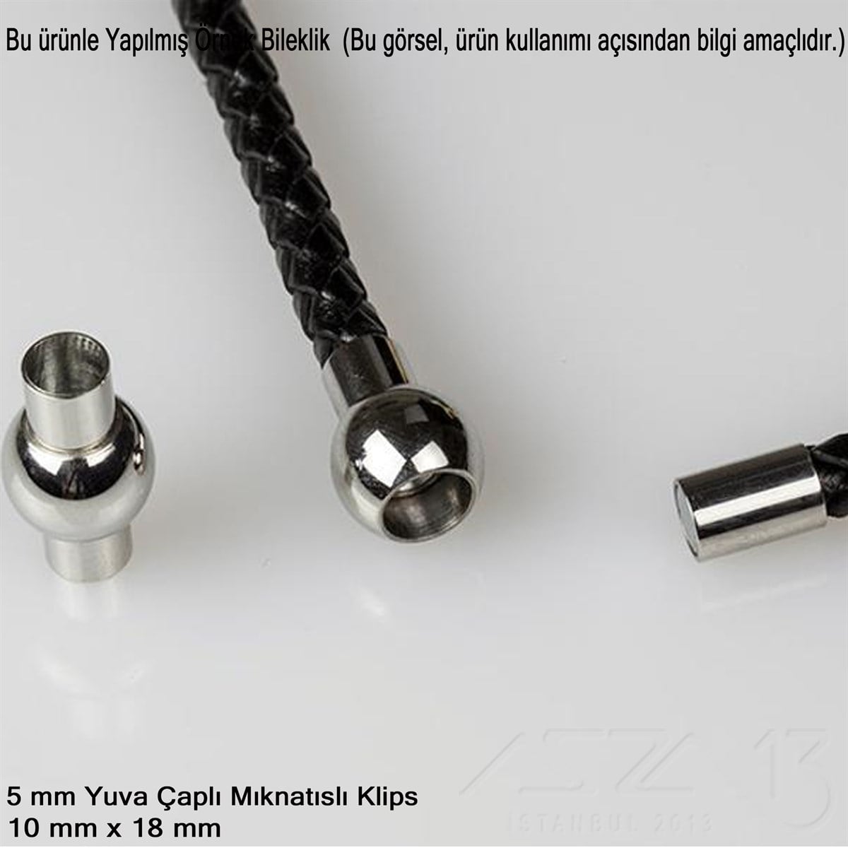 Klips - Mıknatıslı, Bombeli Silindirik - Yuvalı ve Rodyum Kaplamalı - 5 mm / 1 Adet