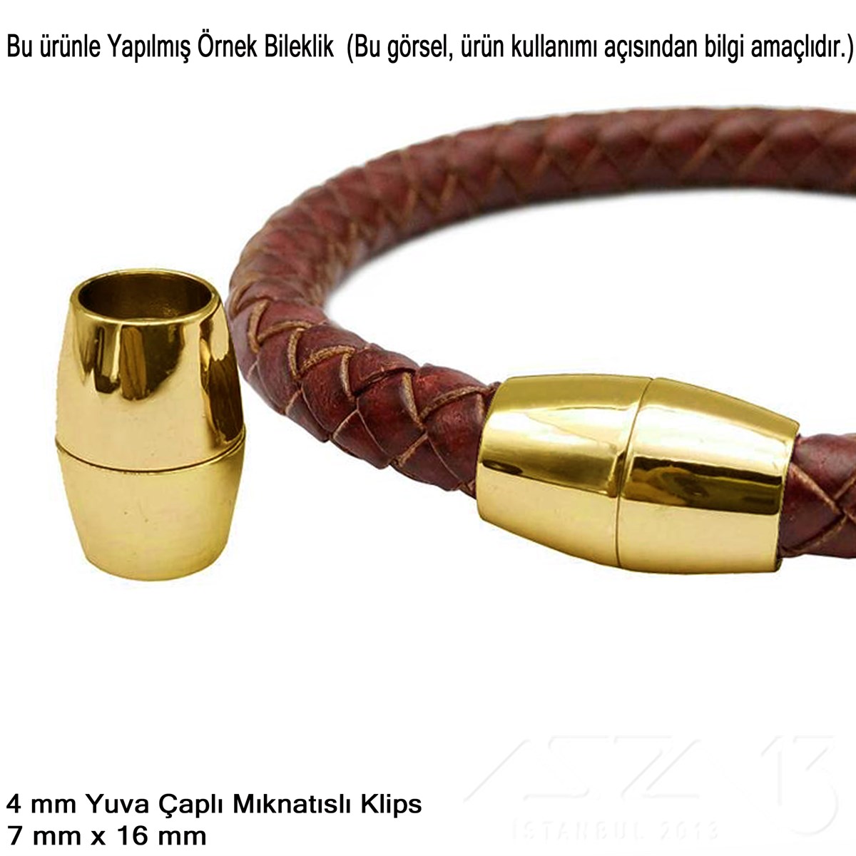 Klips - Mıknatıslı, Konik Silindir - Yuvalı ve Altın Kaplamalı - 4 mm / 1 Adet