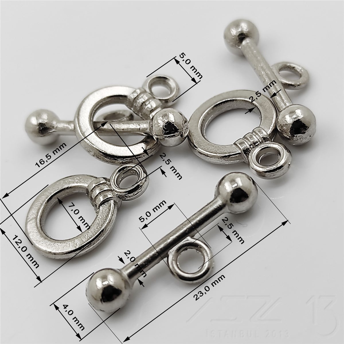 Halka Geçmeli Kilit / Rodyum Renk Kaplama / 7,0 mm / 3 Set