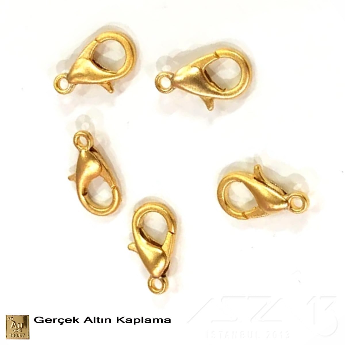 Klips - Damla (Papağan) - Gerçek Altın Kaplama - 12 mm - 5 Adet