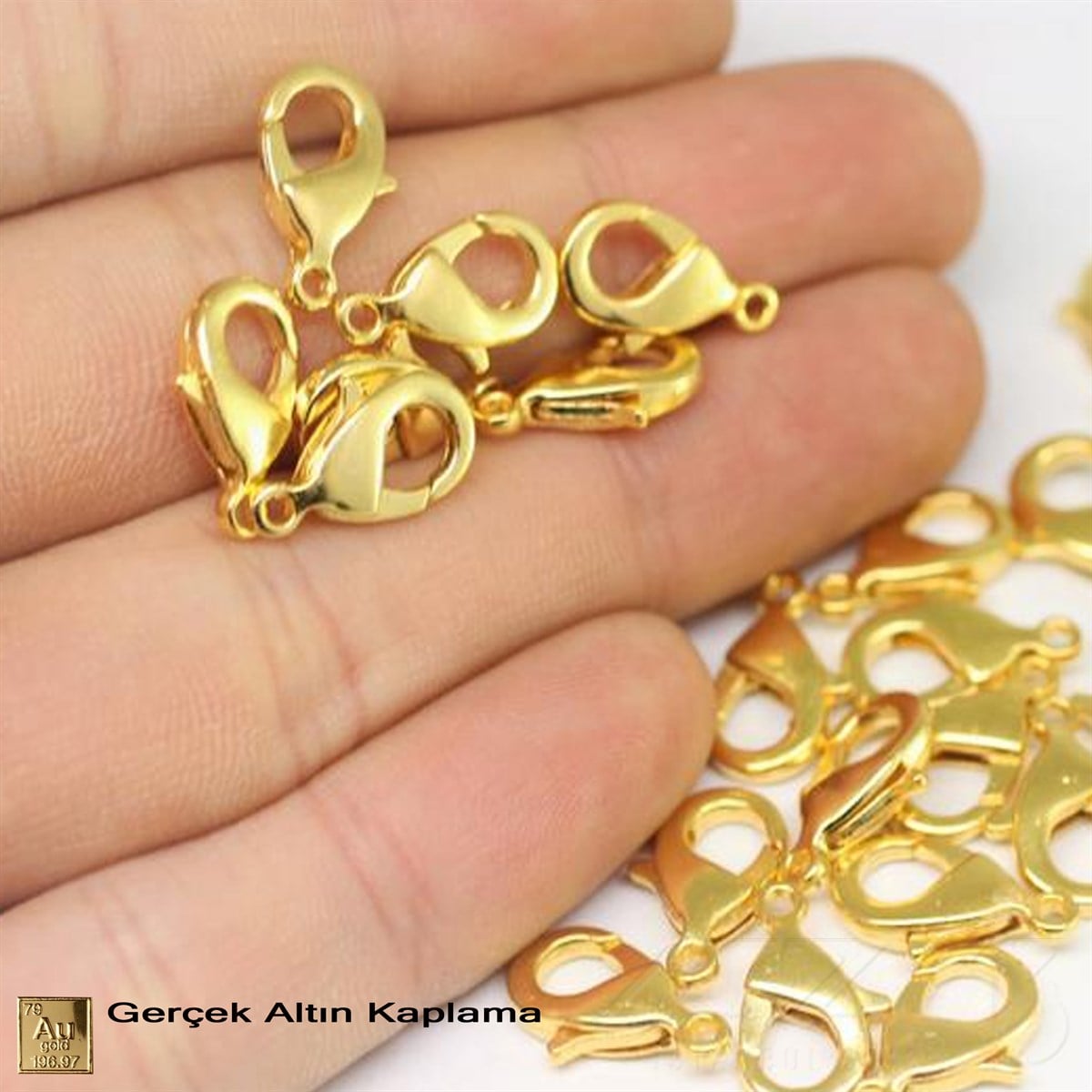 Klips - Damla (Papağan) - Gerçek Altın Kaplama - 12 mm - 5 Adet