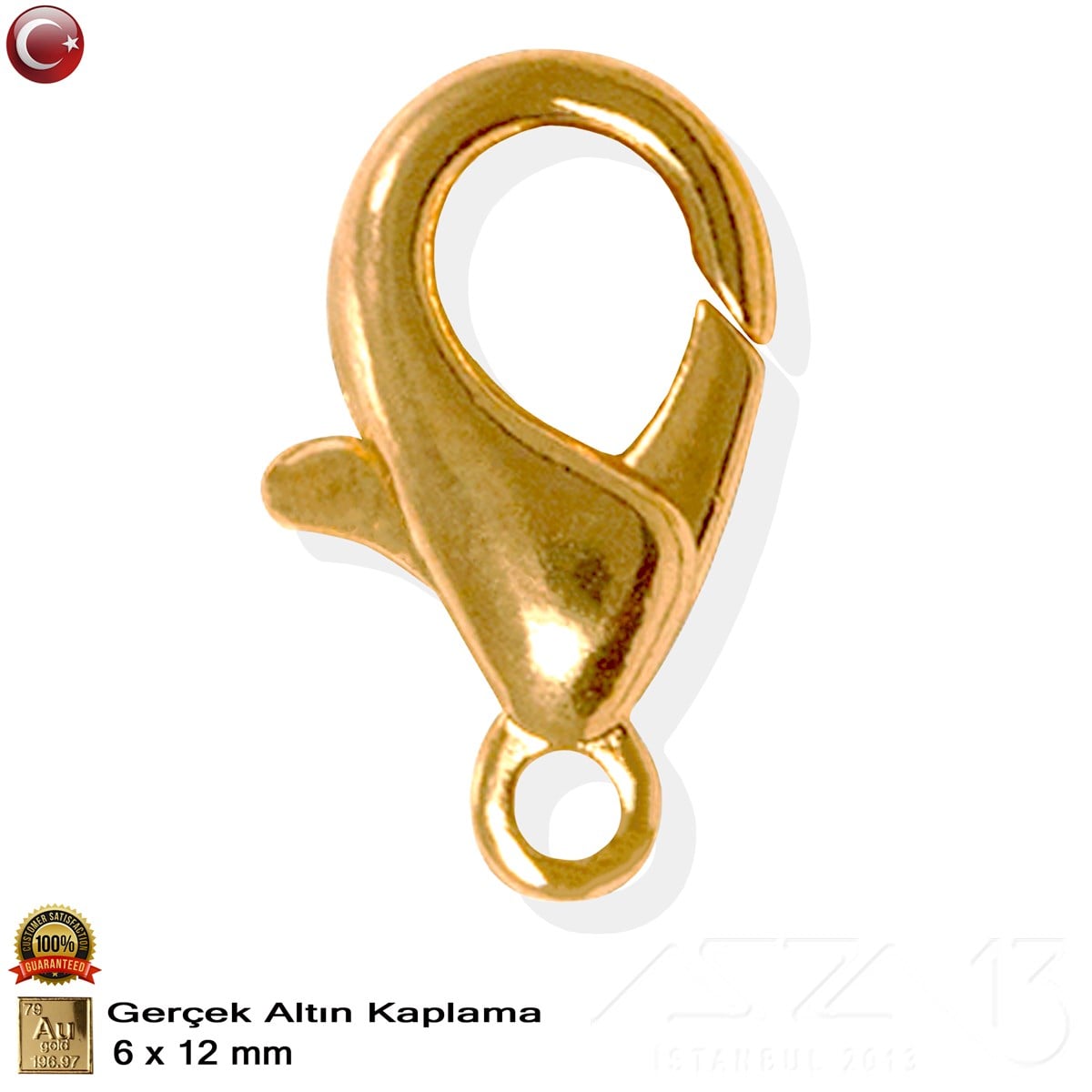 Klips - Damla (Papağan) - Gerçek Altın Kaplama - 12 mm - 5 Adet