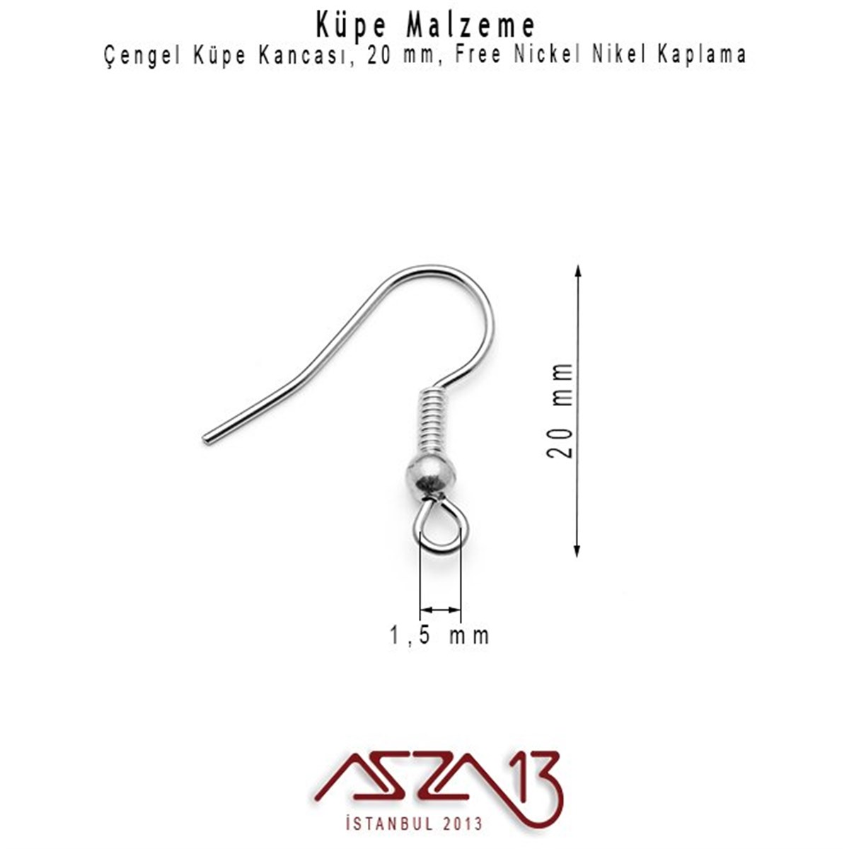 Nikel Kaplamalı, Çengel Şekilli Küpe Kancası / Paket İçeriği 10 Çift