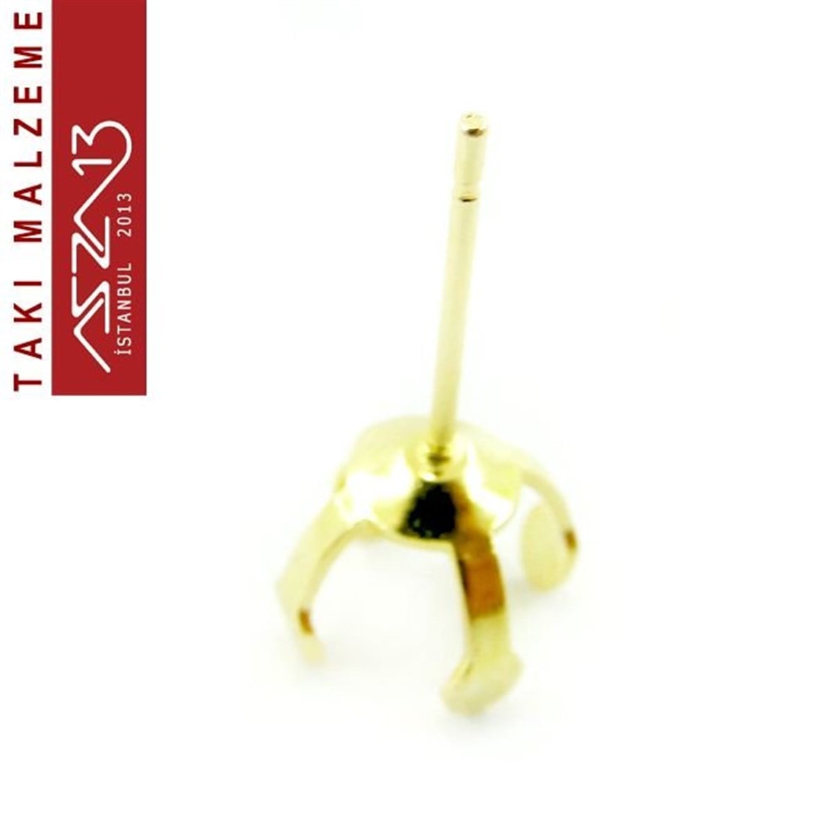 Altın Kaplamalı, 8 mm Tırnaklı Yuva Küpe Kancası / Paket İçeriği 5 Çift