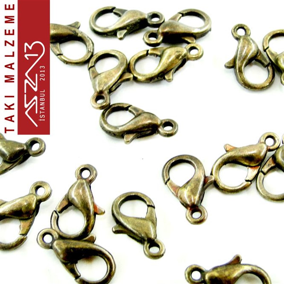 Antik Pirinç Kaplamalı, 0.5x1.0 cm Düz Yüzeyli, Damla (Armut) Şekilli, Kilit / Paket İçeriği 20 Adet