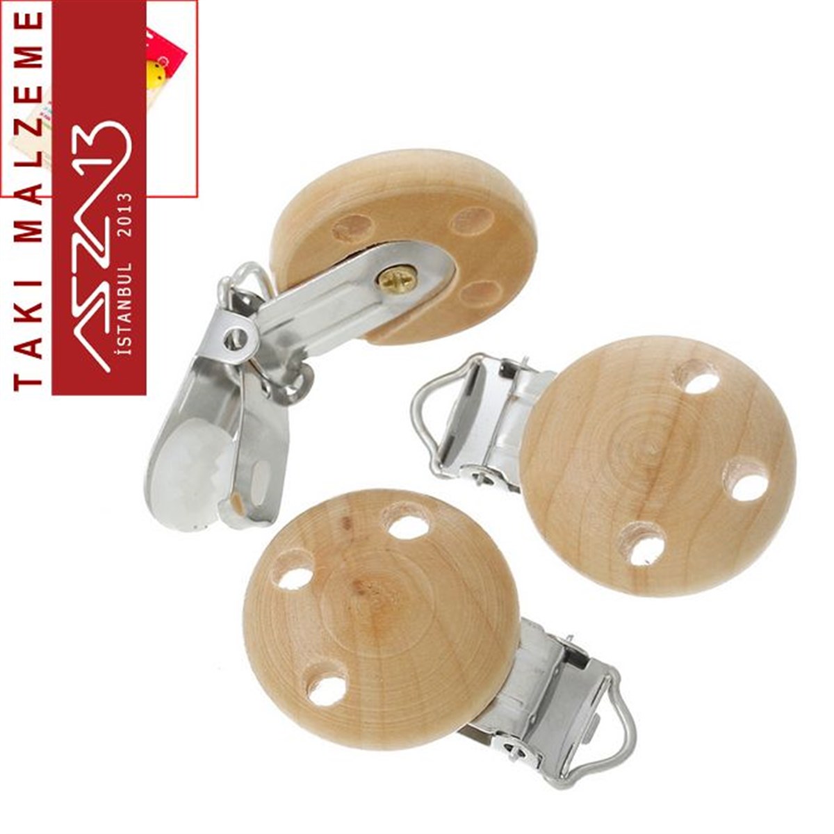 Naturel Ahşap Emzik Klipsi / Paket İçeriği 1 Adet